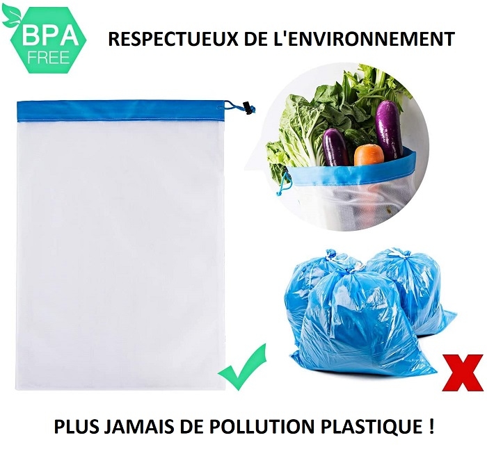 12 Sacs en nylon provisions r utilisables pour Fruits et L gumes