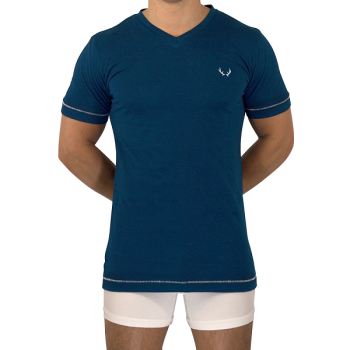 tshirt-bleu-marine-col-en-v-en-coton-biologique-bluebuck-de-face