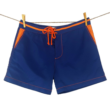 short-de-bain-bleu-marine-details-orange-bluebuck-en-plastique-recycle